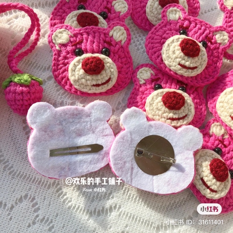 Ví len gấu hồng handmade