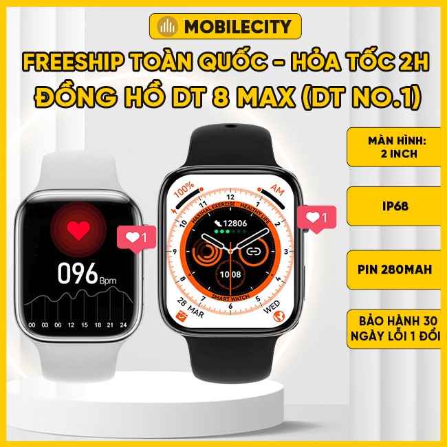 Đồng Hồ Thể Thao DT8 MAX Đo Nhịp Tim, Nhiệt Độ, Thời Tiết, Báo Thức - Phụ Kiện MobileCity