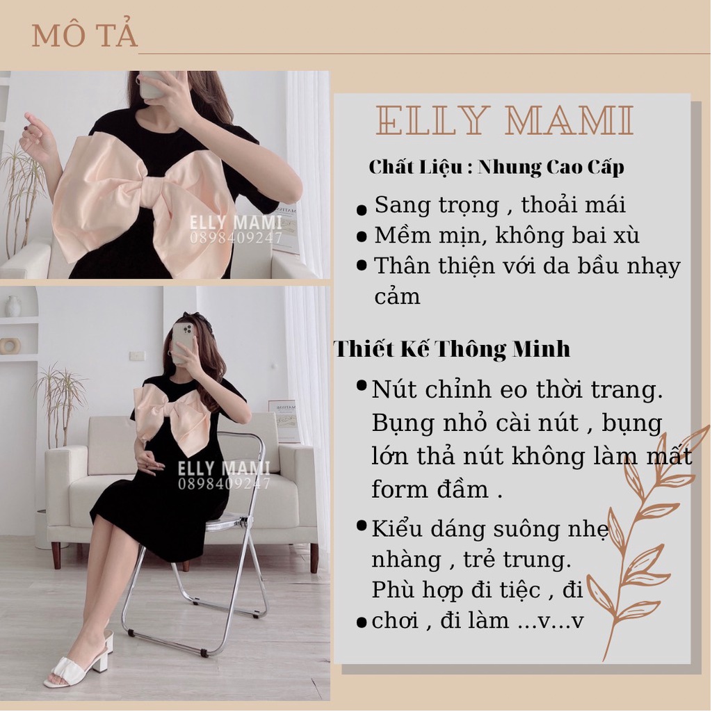 ( 40kg - 85kg ) [ Tặng Mấn Nhung ] Đầm Bầu , Suông Nhung Form Dễ Mặc Thoải Mái Suốt Thai Kì &amp; Sau Sinh Thiết Kế Cao Cấp