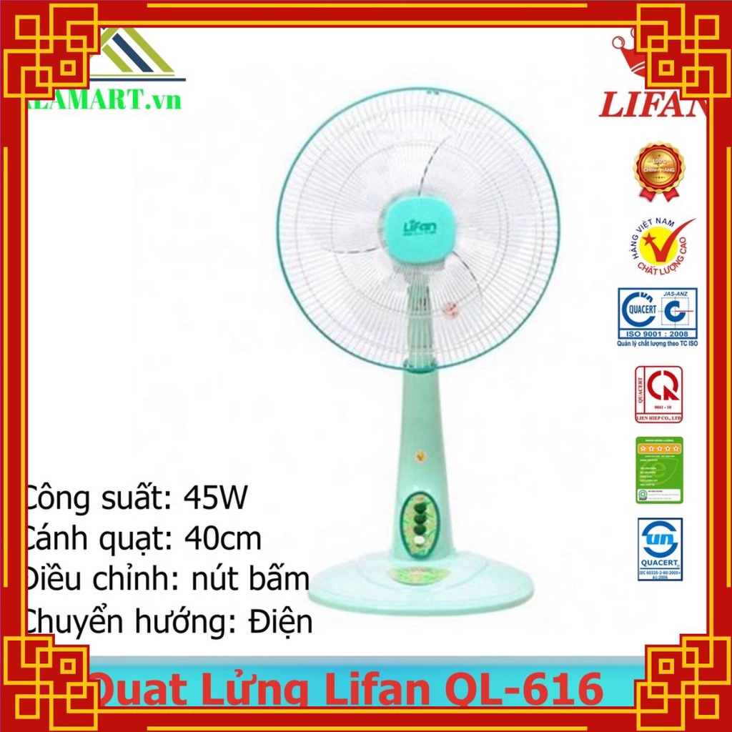 QUẠT LỬNG LIFAN QL-316 quạt lỡ thấp êm mát dùng phòng khách, phòng ngủ, công suất 45W