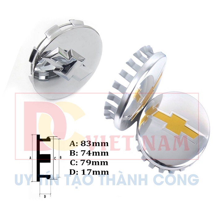 Logo chụp mâm, ốp lazang bánh xe ô tô Chevrolet - Đường kính ngoài 83MM