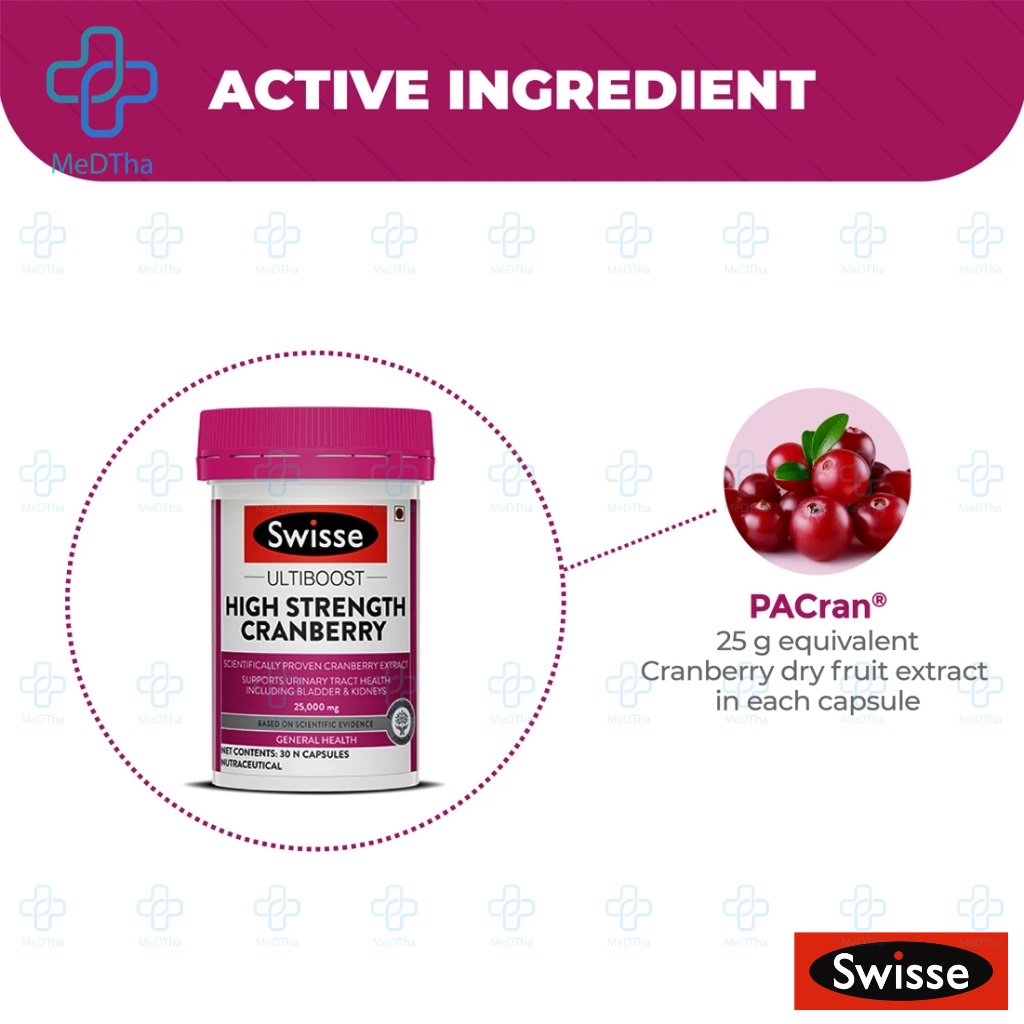 Viên Uống Hỗ Trợ Đường Tiết Niệu Swisse High Strength Cranberry Ultiboost - Hỗ Trợ Đường Niệu, Tăng Sức Đề Kháng (30 V)