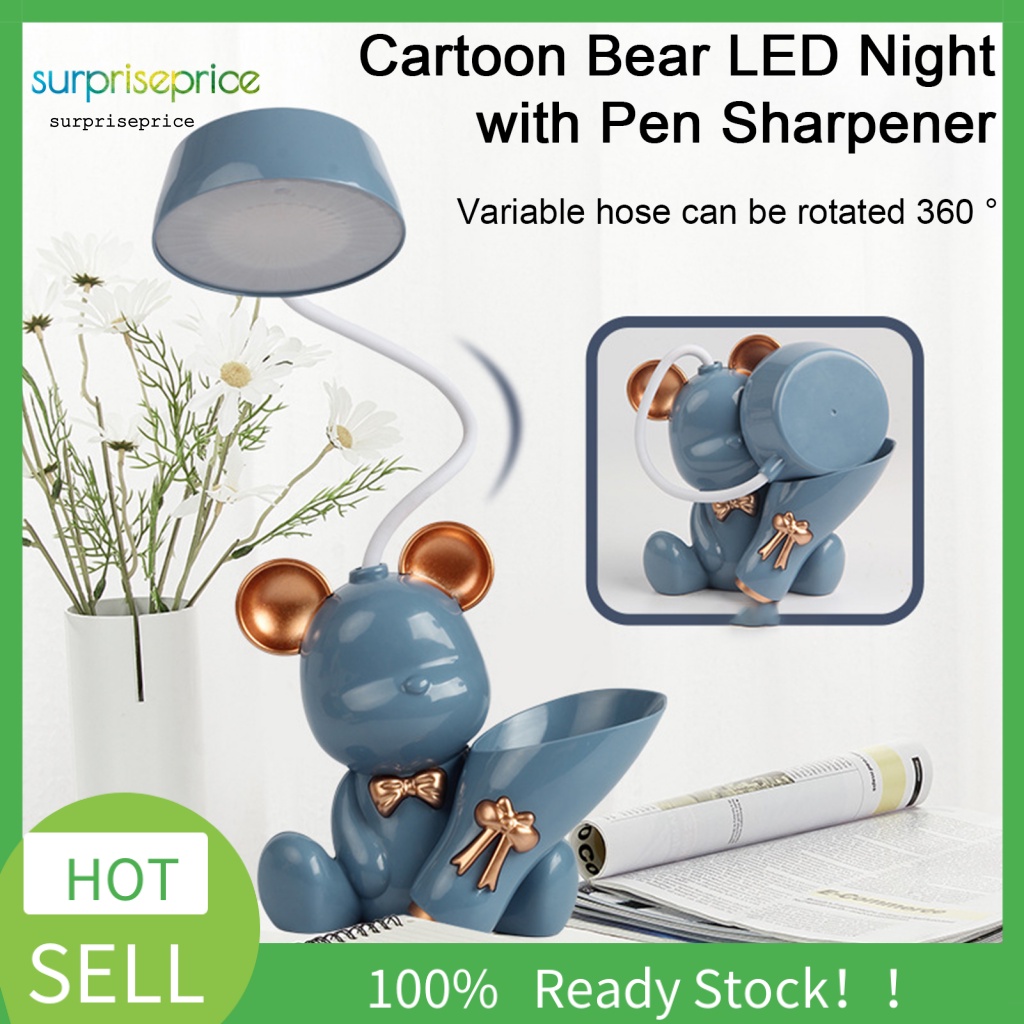 Đèn LED Đọc Sách Để Bàn Xoay 360 Độ Kèm Đồ Chuốt Bút Chì Tiện Dụng