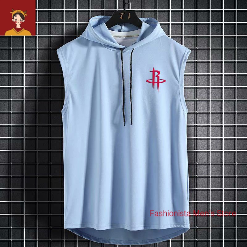 Áo Thun Thể Thao Sát Nách Có Mũ Trùm Dáng Suông Năng Động Thời Trang Hè Cho Nam