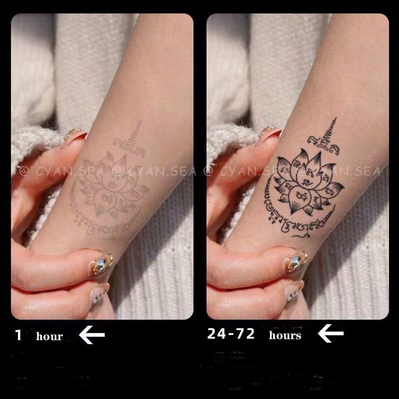 Hình Xăm Dán Tạm Thời Giữ Màu 14 Ngày Chống Nước Lâu Trôi In Hình Hoa Sen