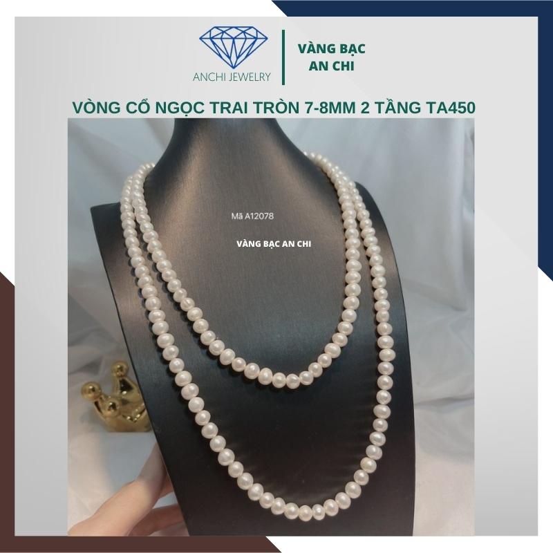 Vòng cổ hạt trai dài 90cm , đeo quấn 2 - 3 vòng - xà cừ dày - ít vết sinh trưởng, Anchi jewelry