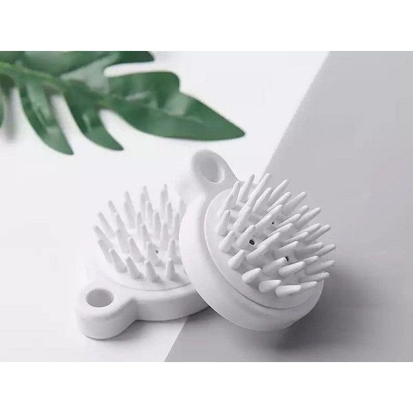 Lược gội đầu massage silicon màu trắng, Bàn chải gội đầu chất liệu silicon mềm massage da đầu giảm rụng tóc
