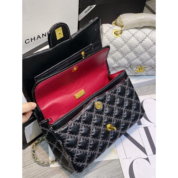 Fullbox Seal Túi Classic Đen size 25.5 Thêu Phụ kiện khắc logo chị tiết
