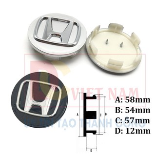 Logo chụp mâm bánh xe ô tô Honda đường kính 58mm HDA58 Nhựa ABS cao cấp