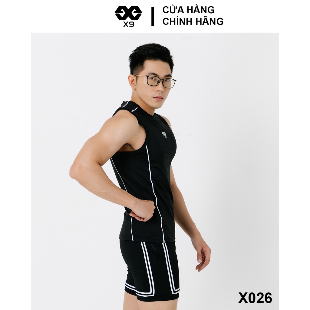 Áo Thun Ba Lỗ Tanktop Nam Phối Sọc Thể Thao Tập Gym Chạy Bộ - X9 Sportswear - X026