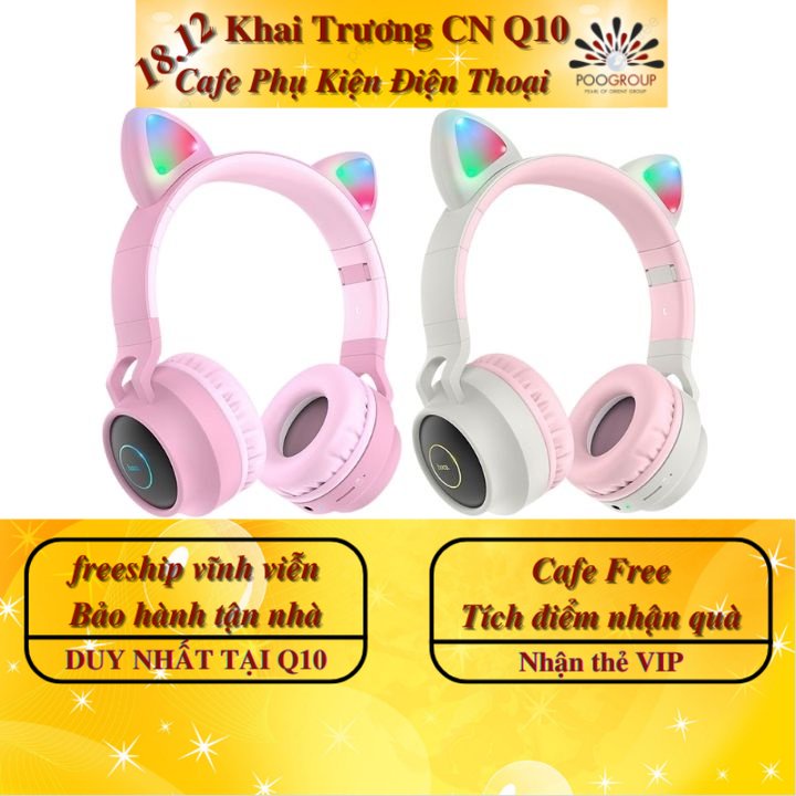 Tai nghe Blutooth Mèo Cao Cấp headphone Hoco W27 Đỉnh Cao Âm Thanh, Siêu Cute, Đáng Yêu, Âm thanh Chất
