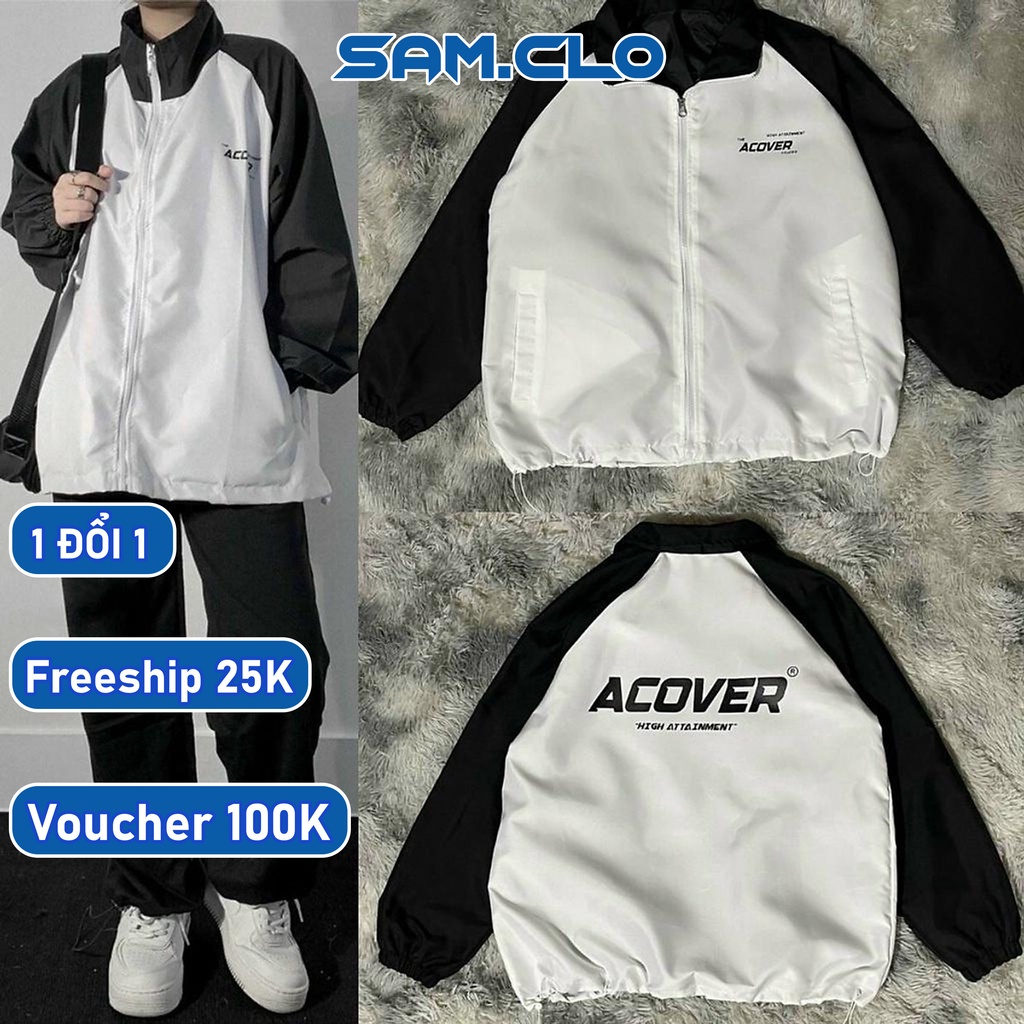Áo khoác dù bomber 2 lớp nam nữ SAM CLO phong cách bóng chày form rộng unisex mặc cặp - couple in chữ ACOVER HIGH