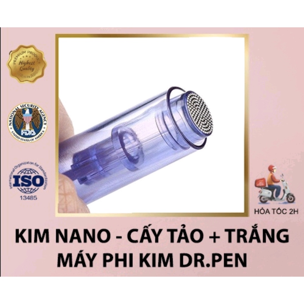 Kim Nano Cấy Tảo Đầu Cấy Nano Xanh Đầu Kim Máy Dr Pen, Kim nano điều trị da