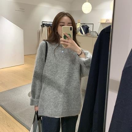 Áo Khoác Sweater Dệt Kim Vải Cashmere Mềm Cổ Tròn Thời Trang Thu Đông 2022 Cho Nữ