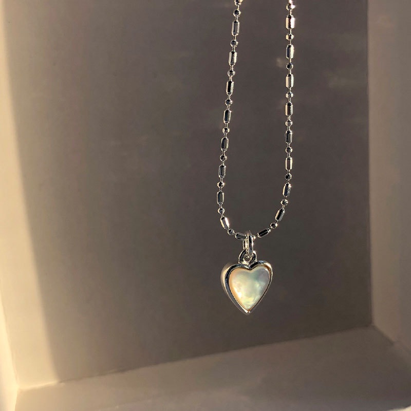 Vòng cổ Mặt Trái Tim Đính Đá Opal Thời Trang Hàn Quốc Cho Nữ