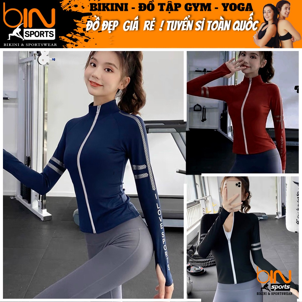 Áo khoác tập gym yoga thể thao nữ form ôm dáng phong cách thời trang Bin Sports A224