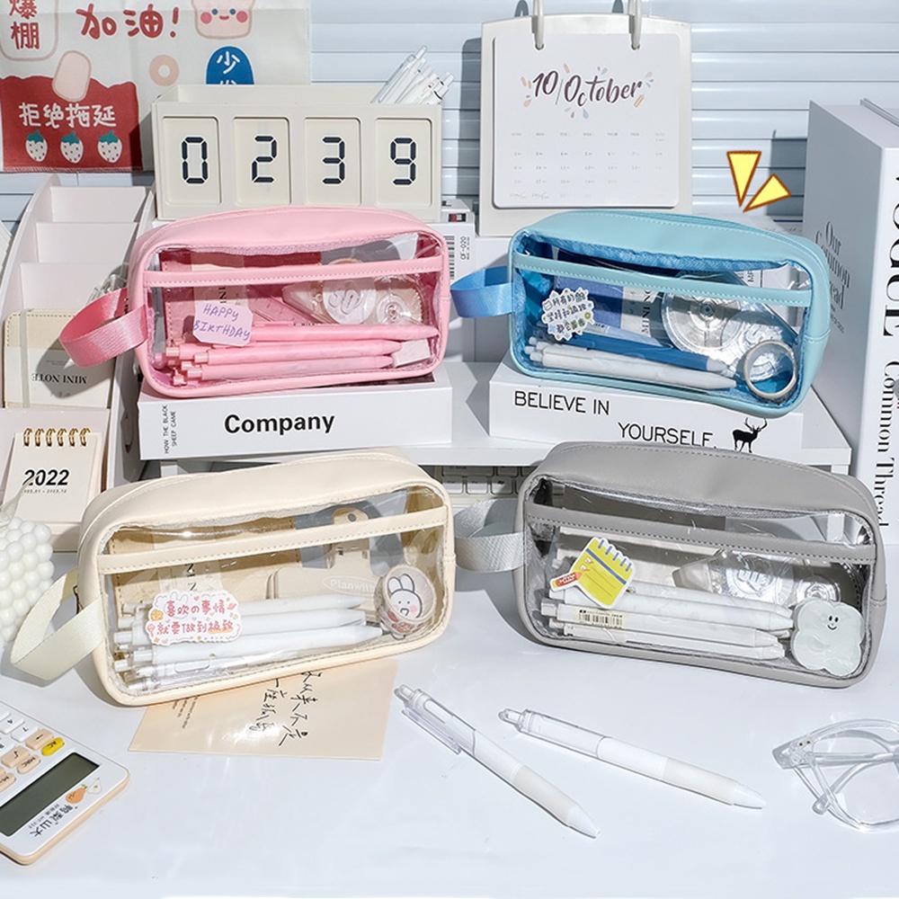 Túi Đựng Bút Trong Suốt Sức Chứa Lớn Dễ Thương Cho Học Sinh