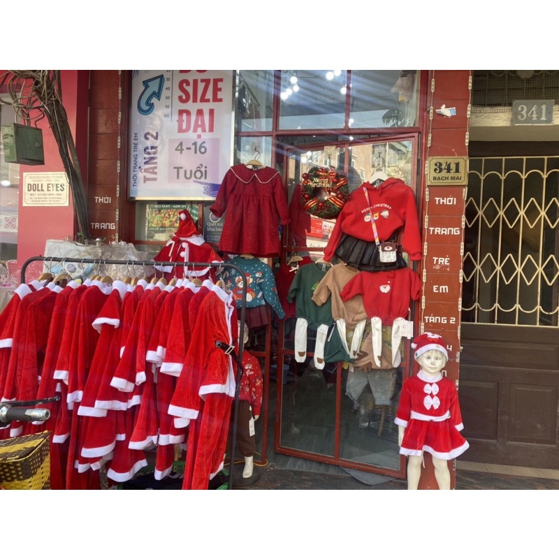 Set noel kèm mũ + áo choàng xinh cho bé size 90-160-