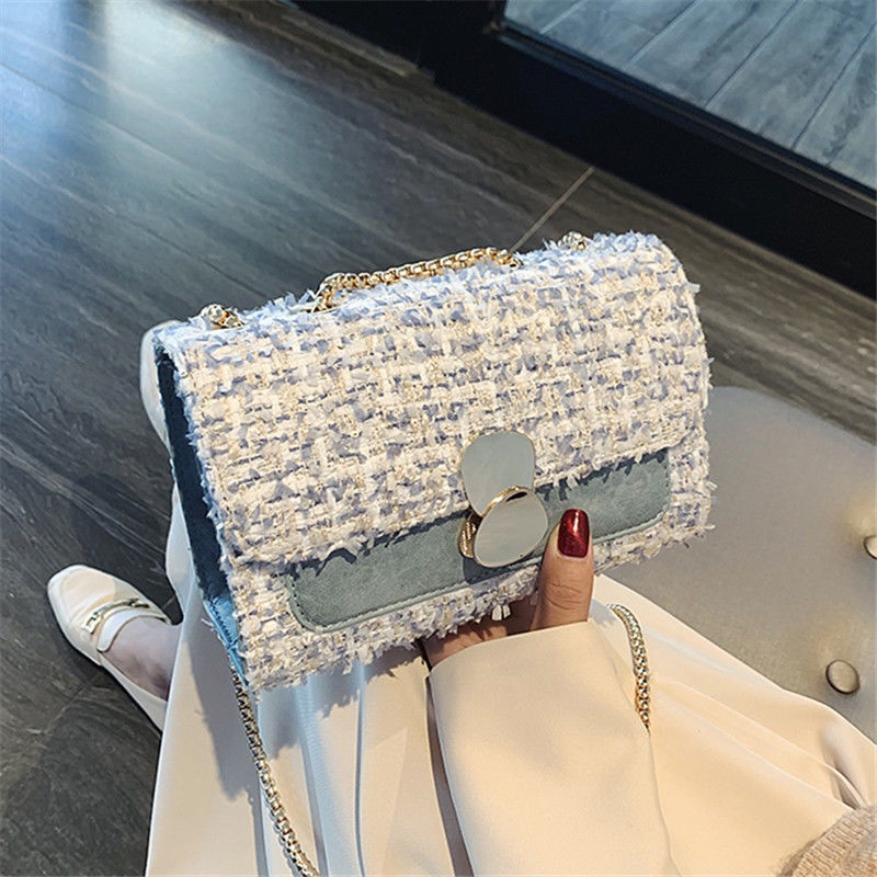 Túi Xách Đeo Vai Phủ Bông Phối Dây Xích Phong Cách Pháp Thời Trang Cao Cấp Dành Cho Nữ