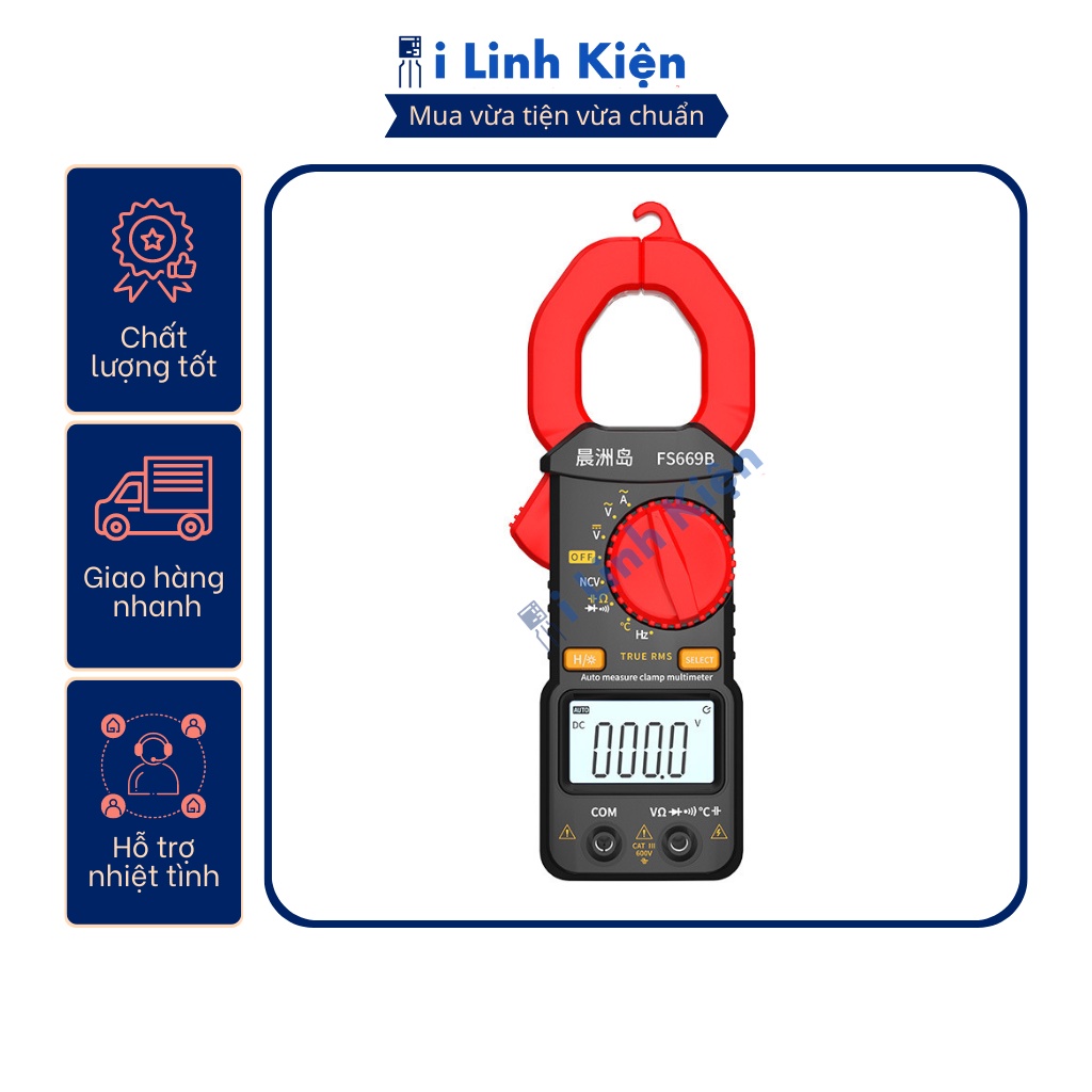 Ampe kìm đồng hồ kẹp dòng đo dòng điện đa năng FS669B cao cấp chất lượng tốt độ bền cao.