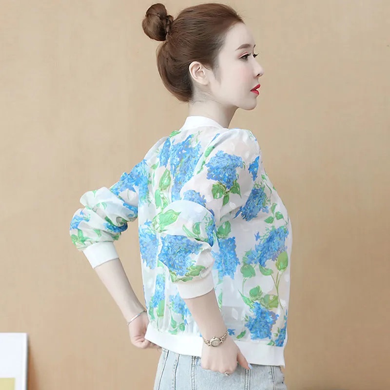 Áo Khoác Khóa Kéo In Hoa Thời Trang Dành Cho Nữ