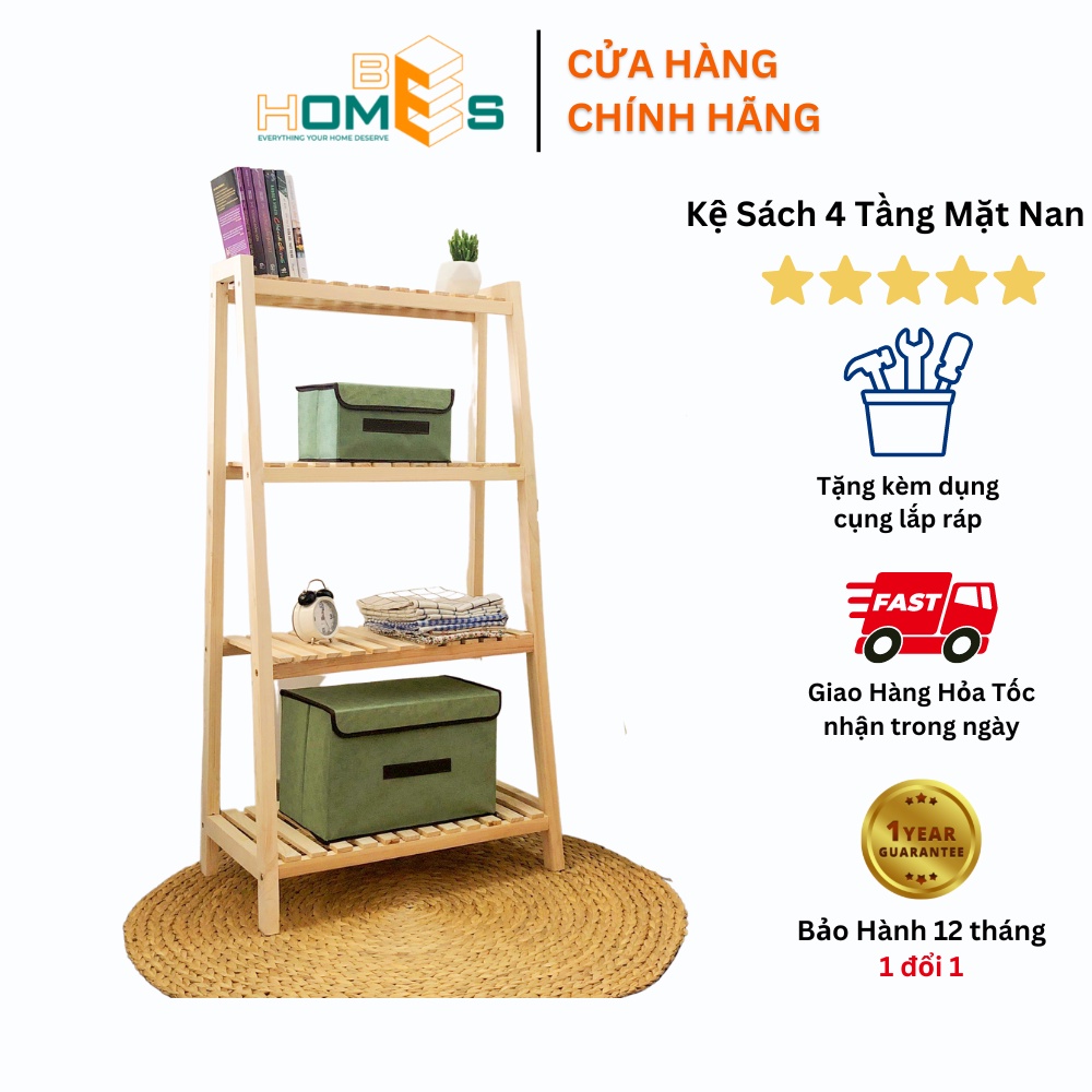 Kệ sách Behomes 4 tầng mặt nan