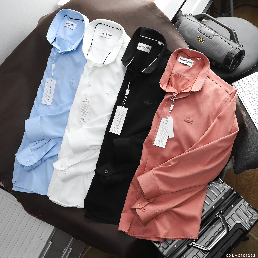 Áo Sơ Mi Lụa LACOSTE GIẤU NÚT TAY DÀI Hàng Cao Cấp Dolamen