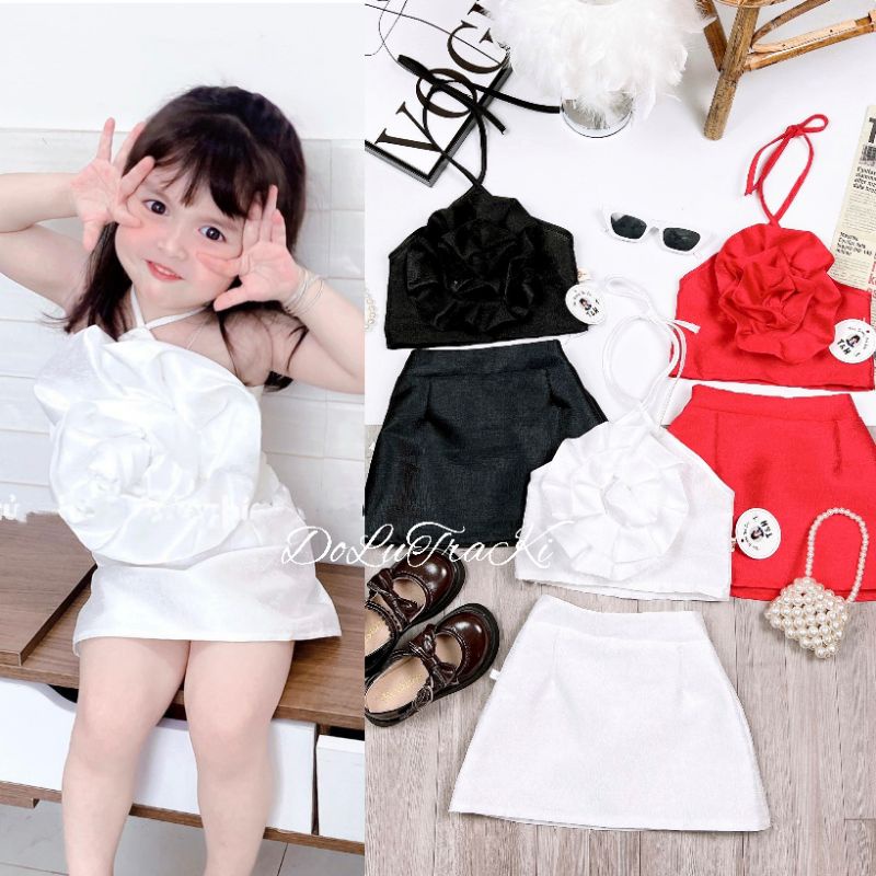 Sét váy và áo yếm tết bông hoa  hoa  điệu đà bé gái