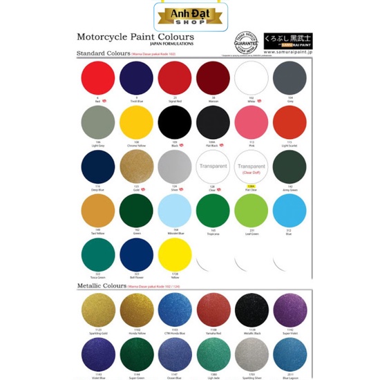 Sơn xịt samurai màu đen ánh kim H255* 400ml, kháng xăng A92, A95, chống rạn nứt, bình xịt