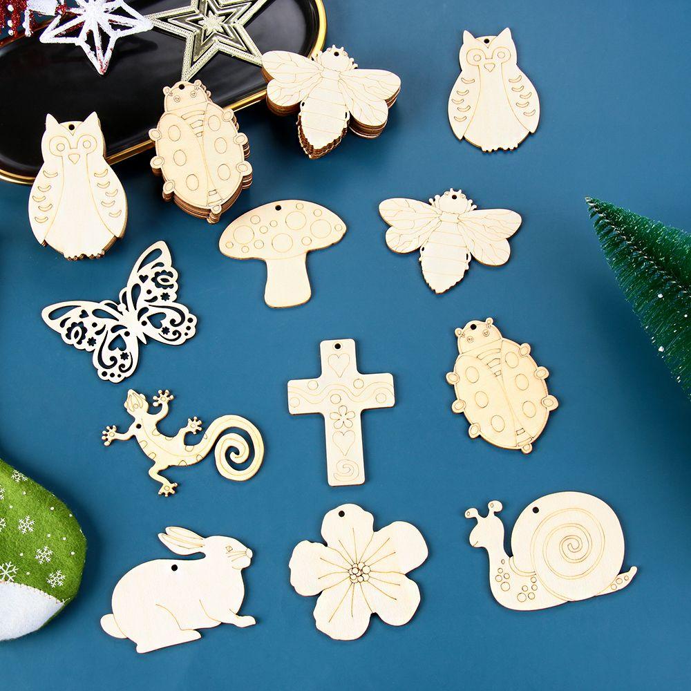 Set 10 Mặt Gỗ Hình Thỏ Phục Sinh Trang Trí