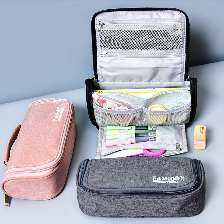 Túi Đựng Bút Bằng Vải Canvas Sức Chứa Lớn Đa Năng Có Tay Cầm Dành Cho Học Sinh