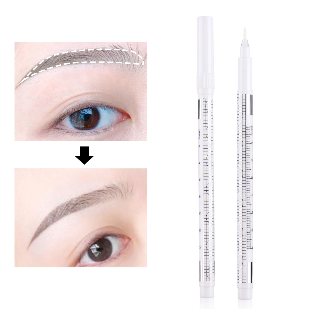 Set 2 Bút Đánh Dấu Hình Xăm Màu Trắng Kèm Thước Đo Định Vị Tiện Dụng