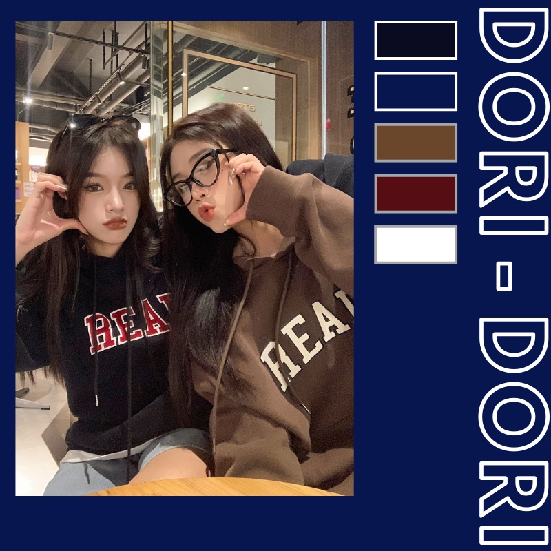 Áo hoodie đẹp oversize nam nữ áo nỉ cao cấp phong cách Hàn Quốc dài tay có mũ in chữ REAL của nhà Dori - Dori (Mã H23)