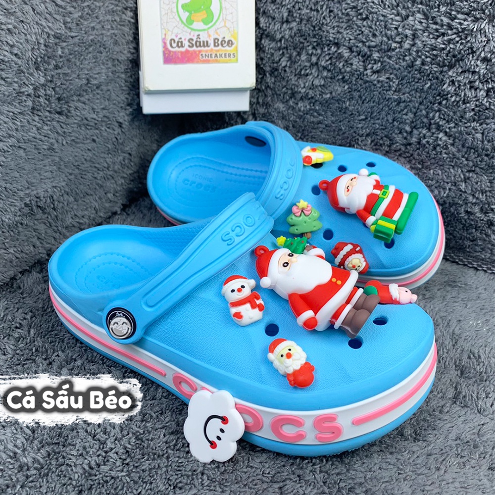 Dép sục Cross trẻ em Baya màu Xanh Ngọc chống trượt tặng kèm 10 Charms siêu dễ thương