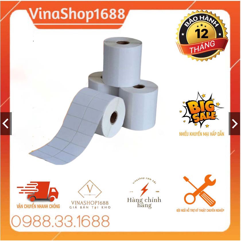 Cuộn in mã vạch, tem nhiệt khổ 2 tem 72x22 mm, giấy in khổ 35x22 mm, 2 tem/hàng