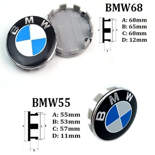 Logo chụp mâm, ốp lazang bánh xe ô tô BMW đường kính 68mm và 55mm