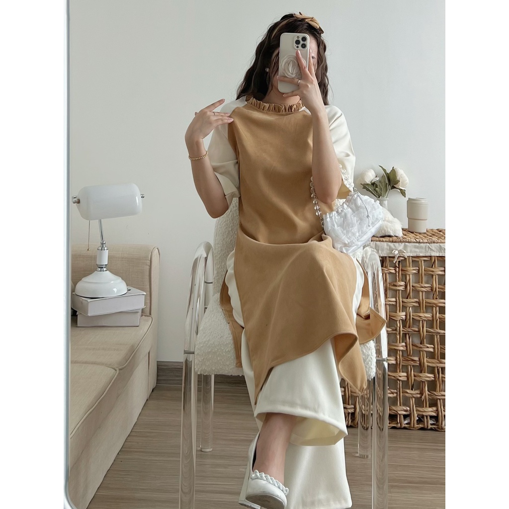 Áo Dài LILY Nhung Tăm Tay Lỡ TITTO CLOSET
