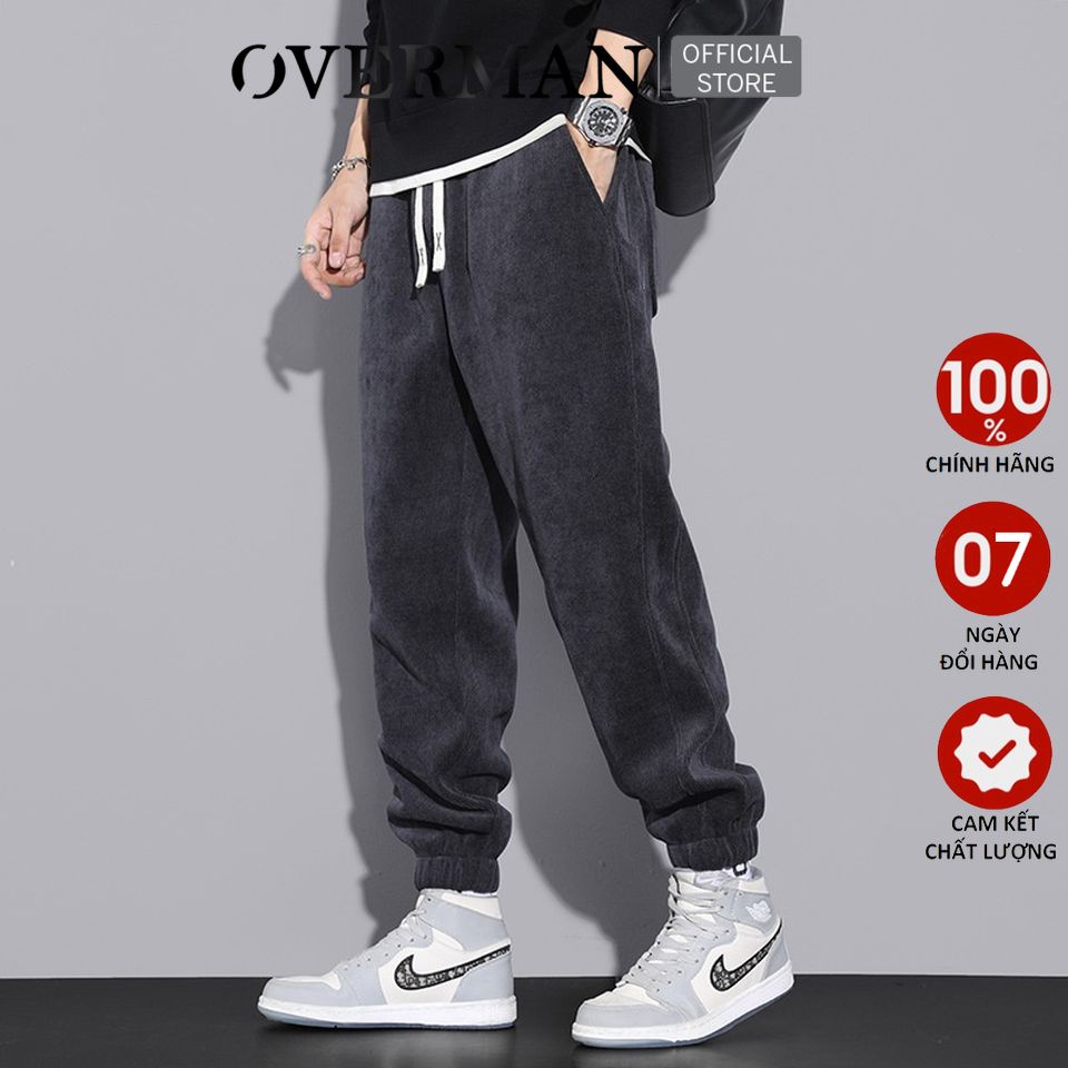 Quần jogger thể thao unisex nhung tăm co dãn thu đông nam nữ phong cách hàn quốc JO06 - Overman