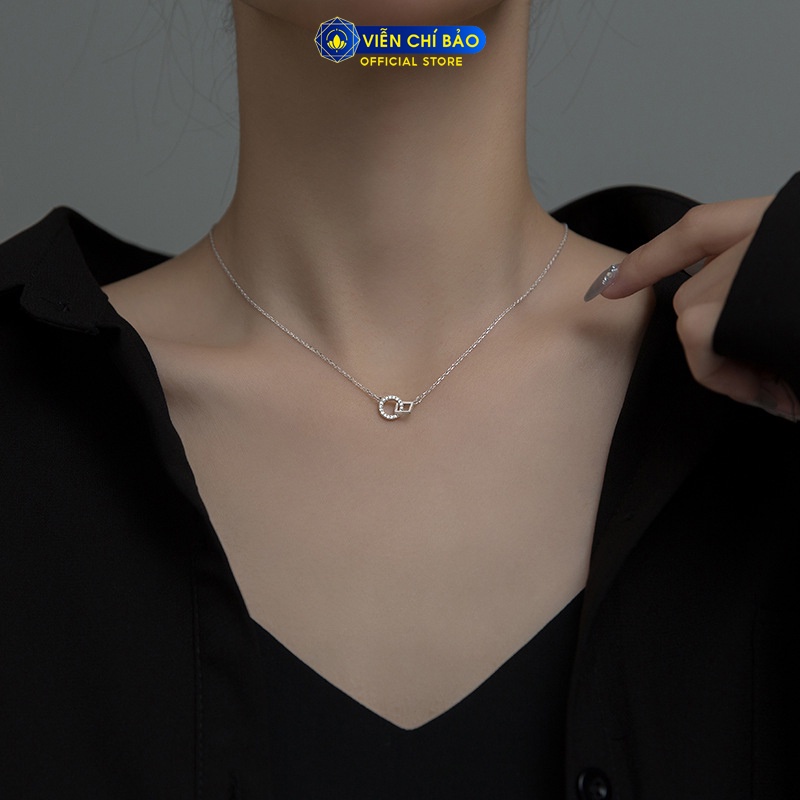 Dây chuyền bạc nữ mặt vuông tròn chất liệu bạc 925 thời trang phụ kiện trang sức Viễn Chí Bảo D400373