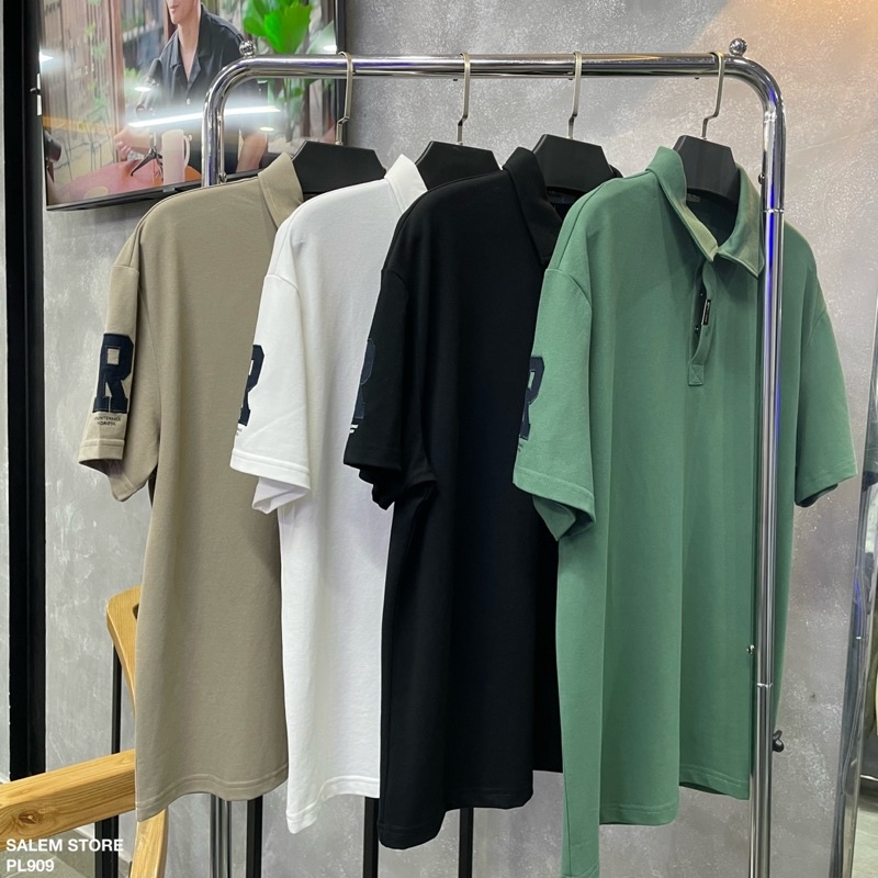 Áo Polo 909 Basic Form Body Trơn Họa Tiết Thêu Chữ "R U"