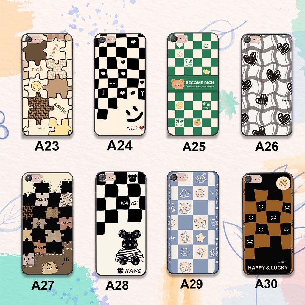 Ốp Vivo Y71 / Y83 / Y51 In Hình Họa Tiết Ca Rô Kẻ trái tim đẹp dễ thương Hot Trend 2023