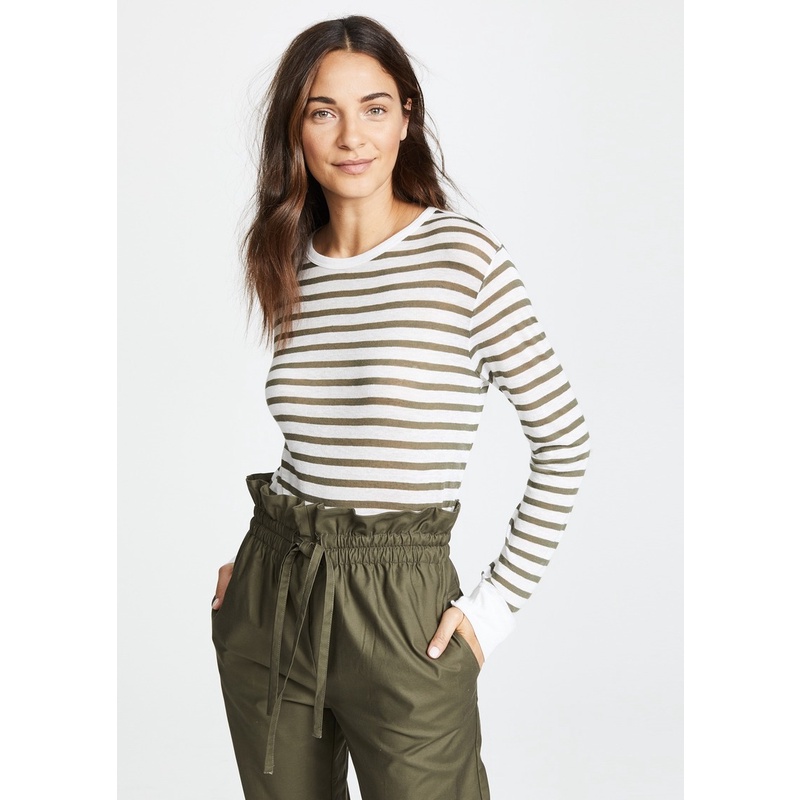 Áo thun nữ Alexander Wang Striped Slub Jersey Long-Sleeve Tee $175