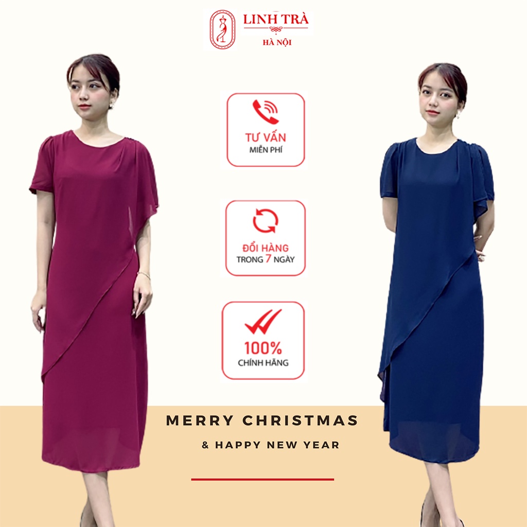 (AT 499) Đầm Trung Niên Sang Trọng Quý Phái Thanh Lịch Big Size Phù Hợp Với Các Cô Các Chị U35 đến U65