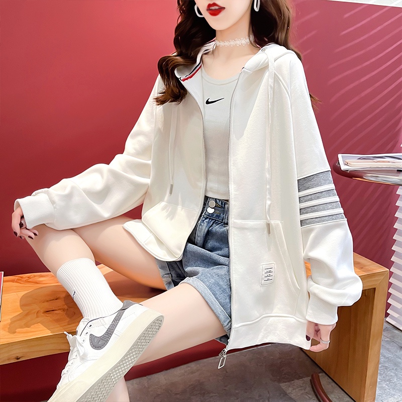 Áo khoác hoodie cardigan có khóa phối viền tay 3 màu siêu hấp dẫn, Áo nỉ Thu Đông hot trend mới nhất 2022 HKN03 | BigBuy360 - bigbuy360.vn