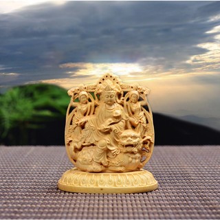 Tượng Phật Văn Thù Sư Lợi Bồ Tát bằng gỗ Hoàng Dương V183 (để trong xe ô tô)
