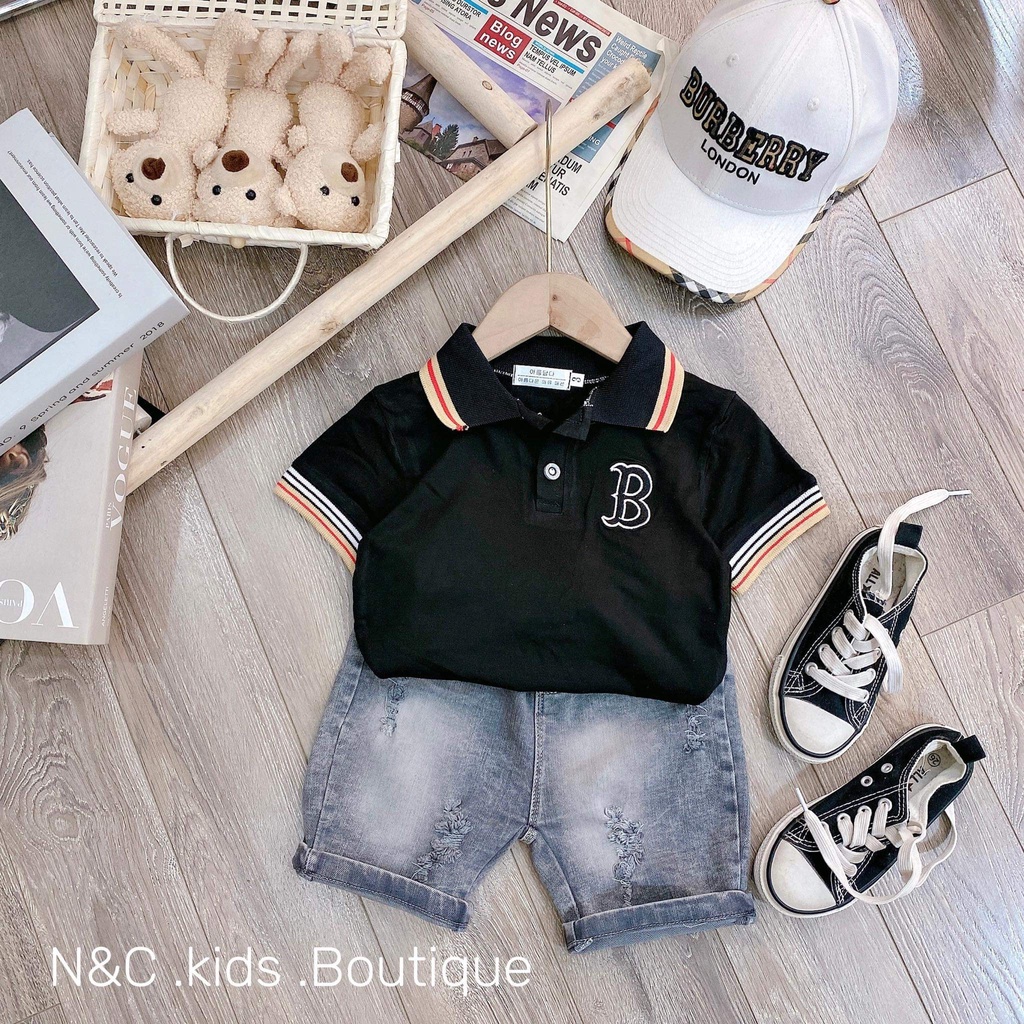 Áo thun bé trai, Size 9-33kg, Set Polo basic áo cotton co giãn, quần Jean cho bé trai sành điệu SHOP BẢO QUÂN 