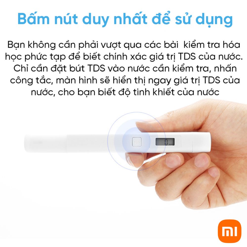 Bút thử nước sạch TDS Xiaomi chống nước IPX6 dạng que kiểm tra chất lượng nước uống - bảo hành 12 tháng Longtime