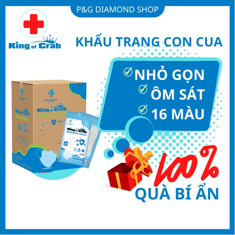 Khẩu trang con cua King Of Carb 16 màu, 4 lớp kháng khuẩn, form nhỏ