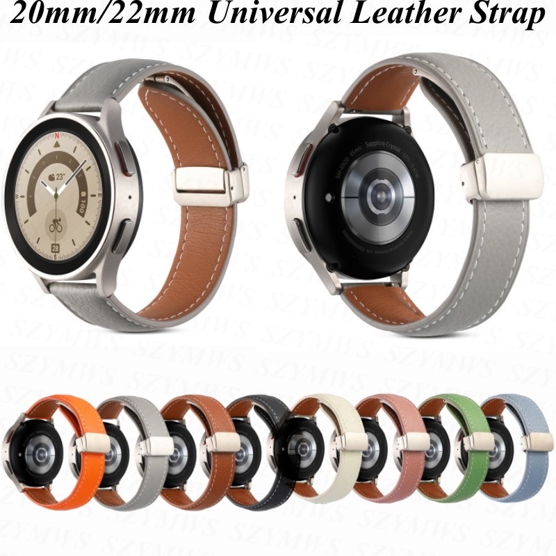 Dây Đeo Bằng Da Có Nam Châm 20mm / 22mm Cho Đồng Hồ Thông Minh Samsung Galaxy Watch 4 classic / Watch 3 Active 2 Huawei GT / 2 / 3 / Pro