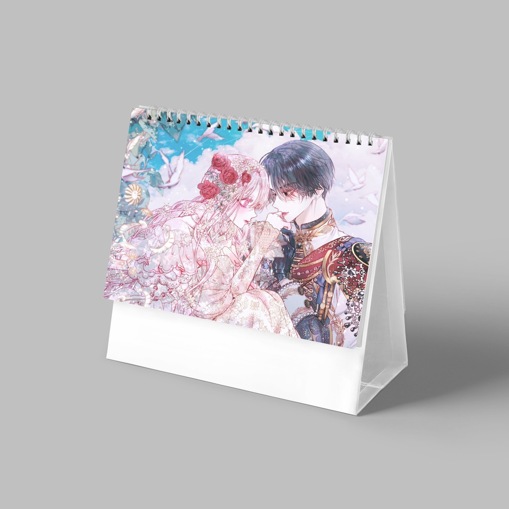 Lịch để bàn IN HÌNH Tình yêu thầm kín Trở thành gia đình Con tim rung động manhua manhwa CHỮ NHẬT xinh xắn